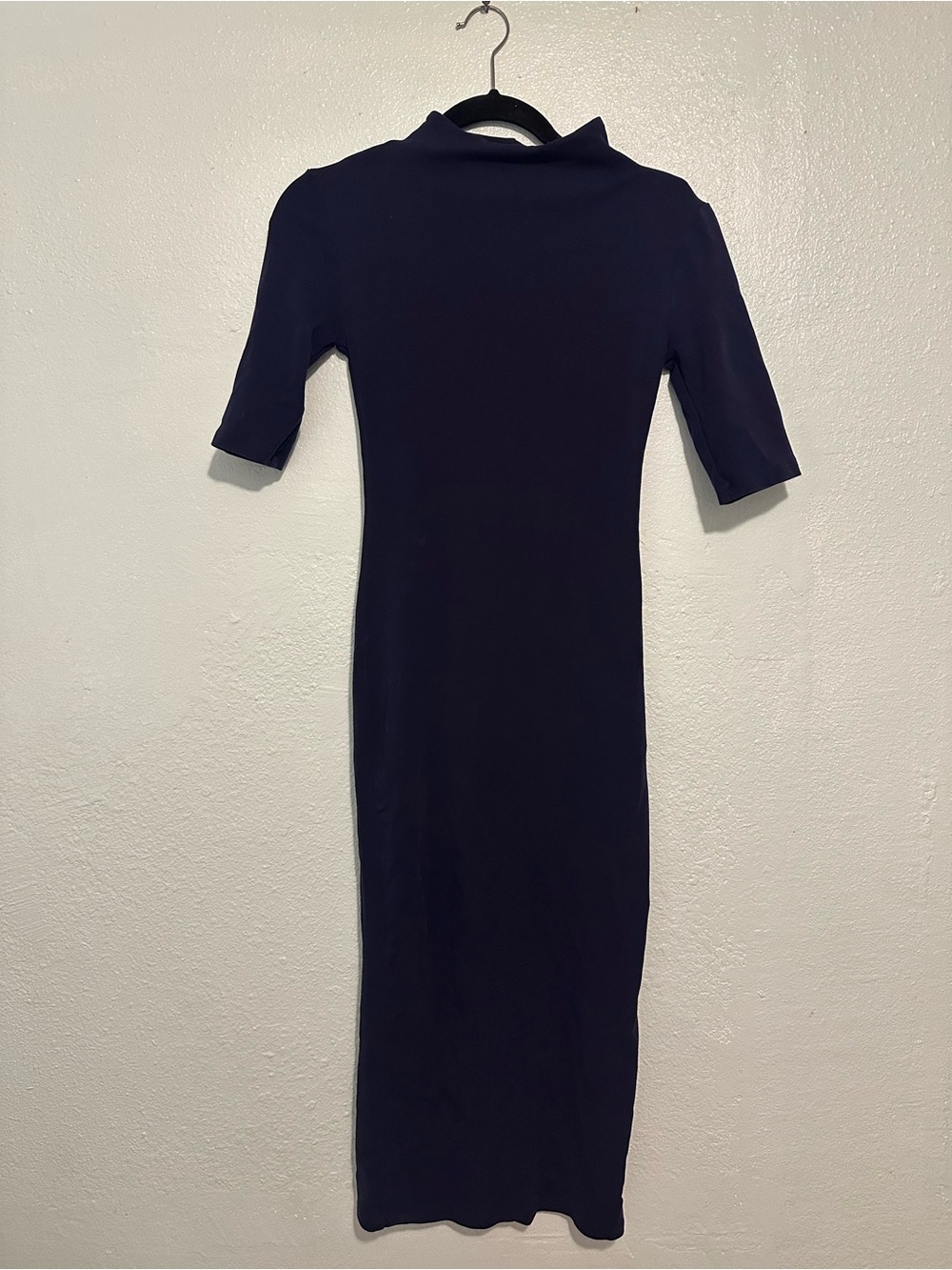 Zara Classic Navy Bodycon Midi Dress - Sleek Short Sleeve Design Size S
